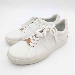 ECCO Soft Classic Sneaker Shoes Lace-Up Leather Men's White Size US7-7.5 EU41